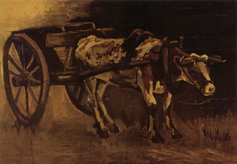 Vincent Van Gogh Cart With red and White Ox (nn04) oil painting image